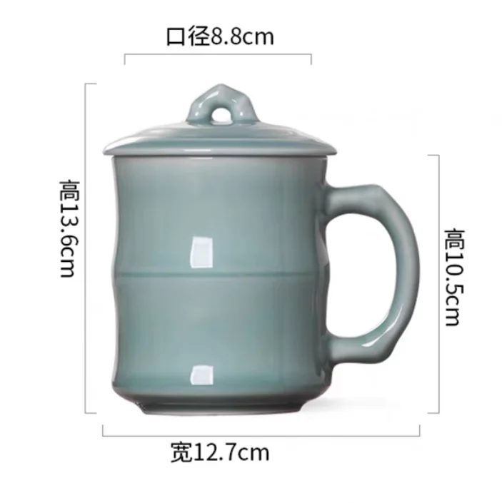 Celadon teacup with lid and ha - مراجعة Celadon Ceramic Cup وسعره
