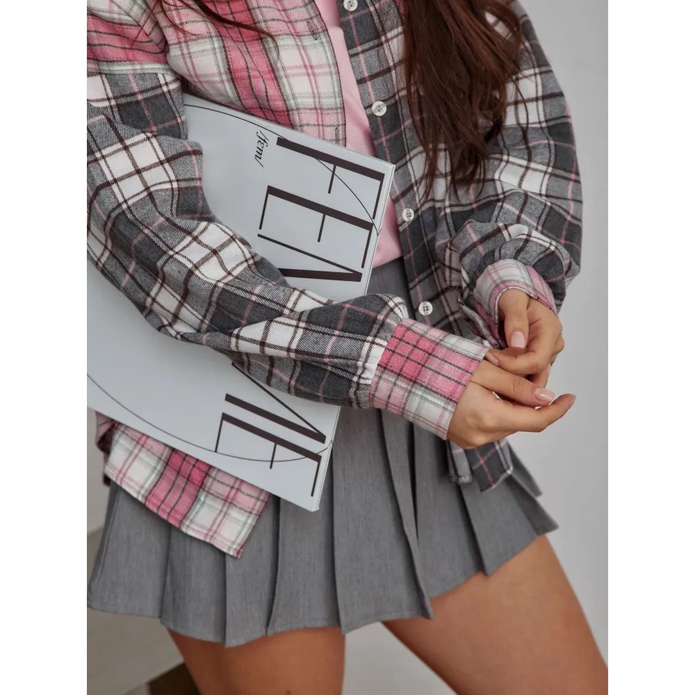 2025 Plus Size Color Block Pla - مراجعة Korean Lifestyle وسعره