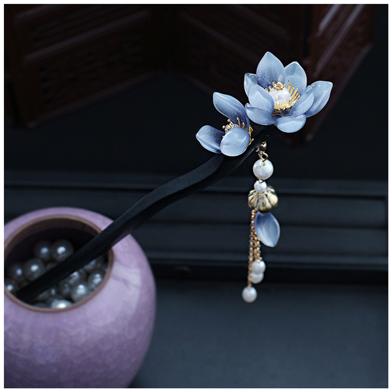 Blue Flower Hair Stick Vintage - مراجعة Hanbok Hair Pin وسعره