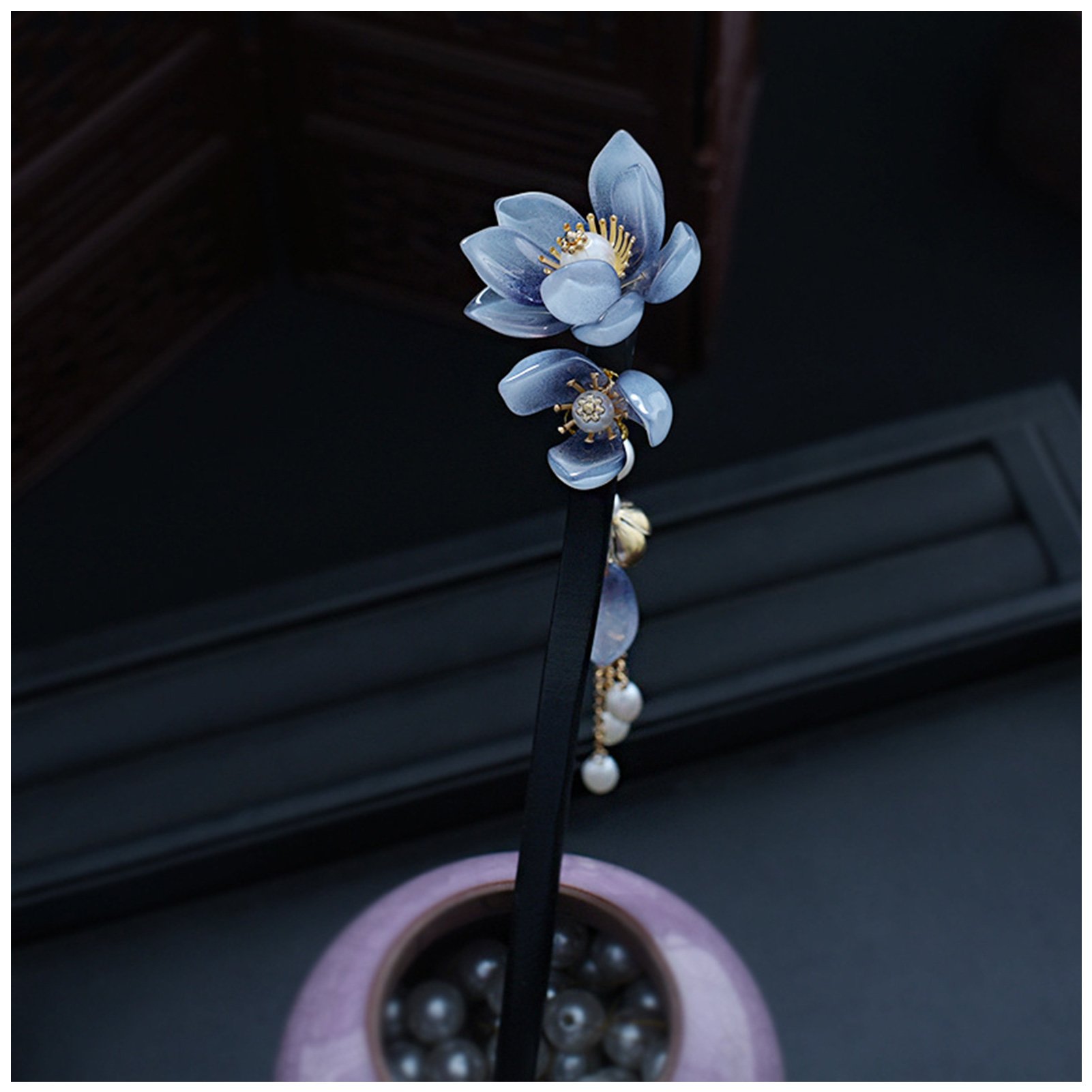 Blue Flower Hair Stick Vintage - مراجعة Hanbok Hair Pin وسعره