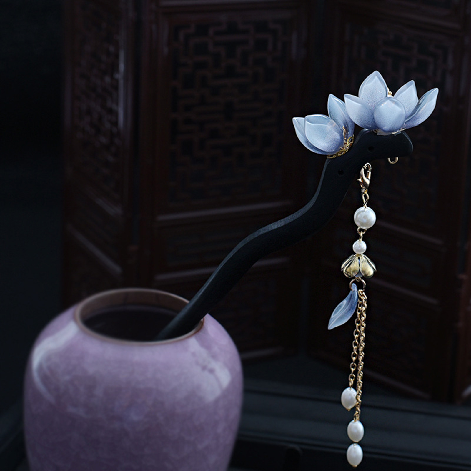Blue Flower Hair Stick Vintage - مراجعة Hanbok Hair Pin وسعره