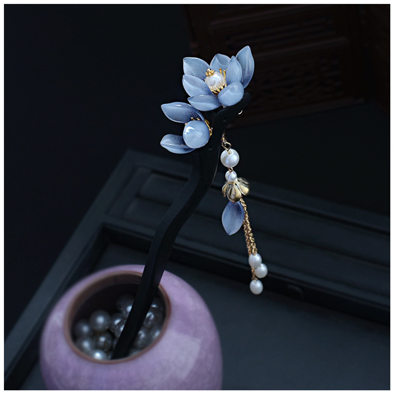 Blue Flower Hair Stick Vintage - مراجعة Hanbok Hair Pin وسعره