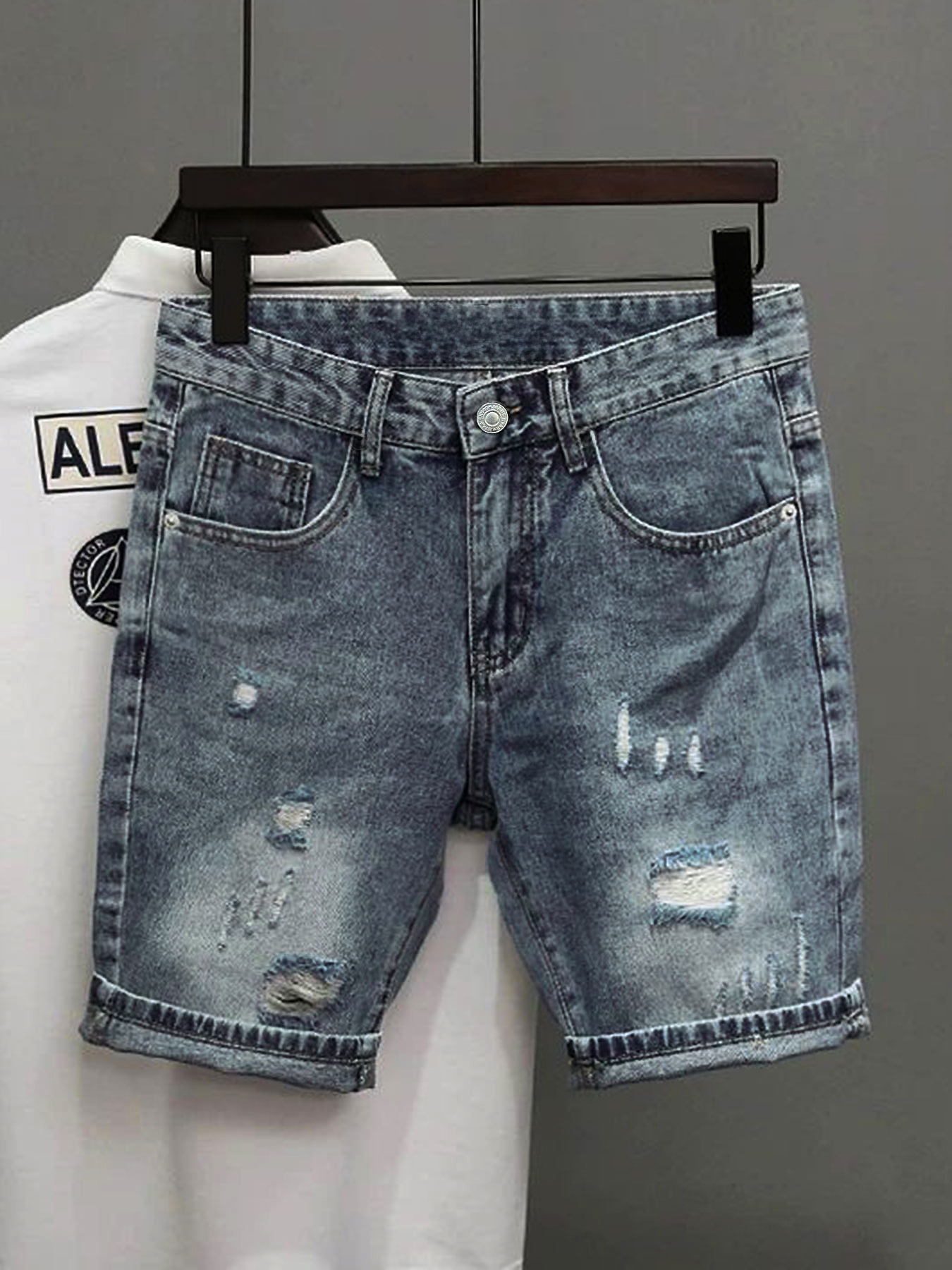Light Blue Denim Shorts Men's  - مراجعة Korean Lifestyle وسعره