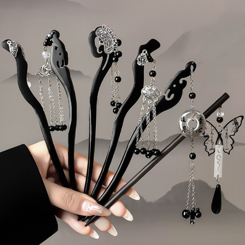 1pc Chinese Ancient Style Ink  - مراجعة Hanbok Hair Pin وسعره