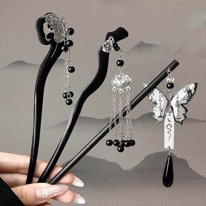 1pc Chinese Ancient Style Ink  - مراجعة Hanbok Hair Pin وسعره