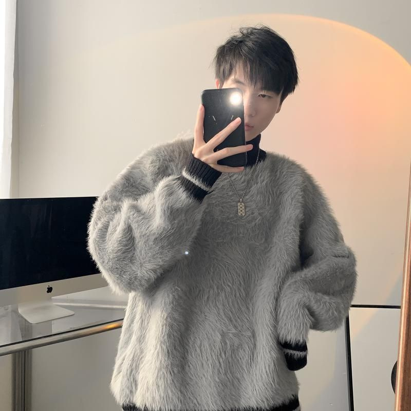 Fur Collar Pullovers Estampado - مراجعة Korean Men Lifestyle وسعره