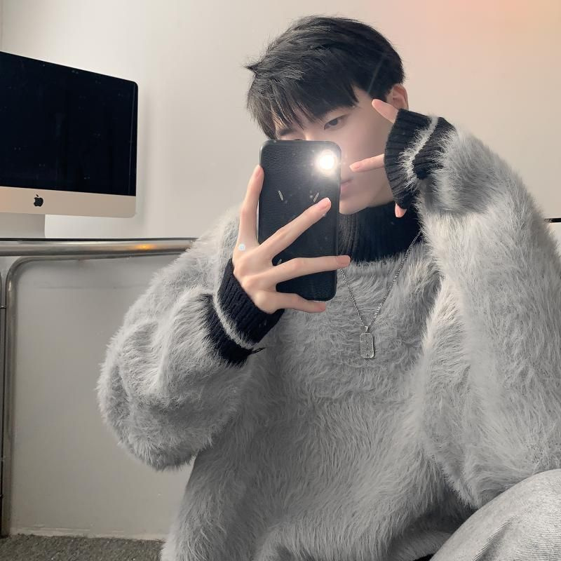 Fur Collar Pullovers Estampado - مراجعة Korean Men Lifestyle وسعره