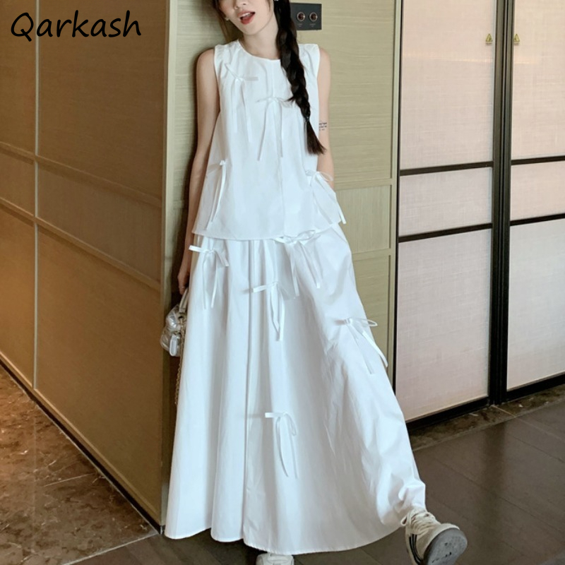 White Dress Sets for Women Bow - مراجعة Korean Lifestyle وسعره