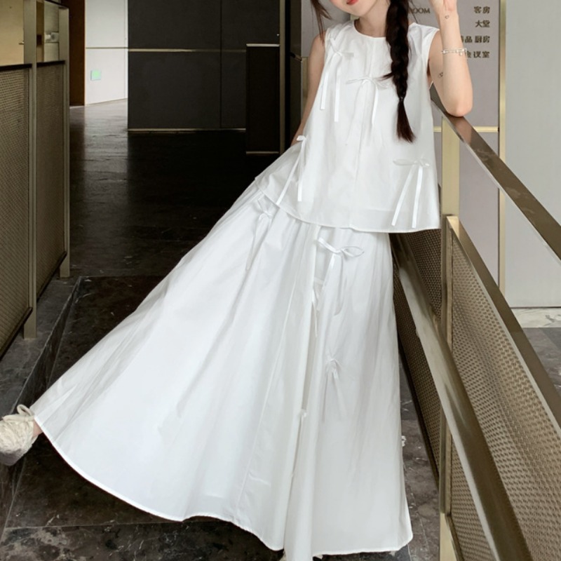 White Dress Sets for Women Bow - مراجعة Korean Lifestyle وسعره